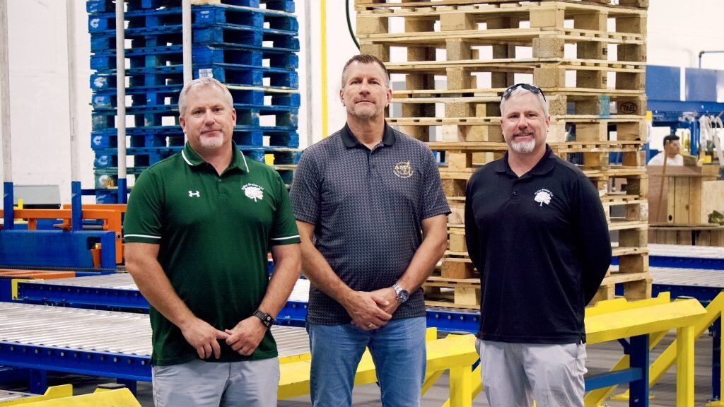Matt Stephan, Nate Stephan and the Pallet Broker LLC team at Sparks Nevada manufacturing facility